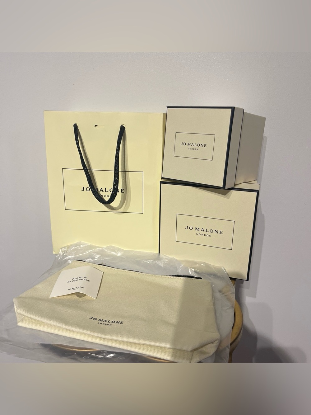 Jo Malone Cream Canvas Toiletry Pouch Set With Boxes & Bag